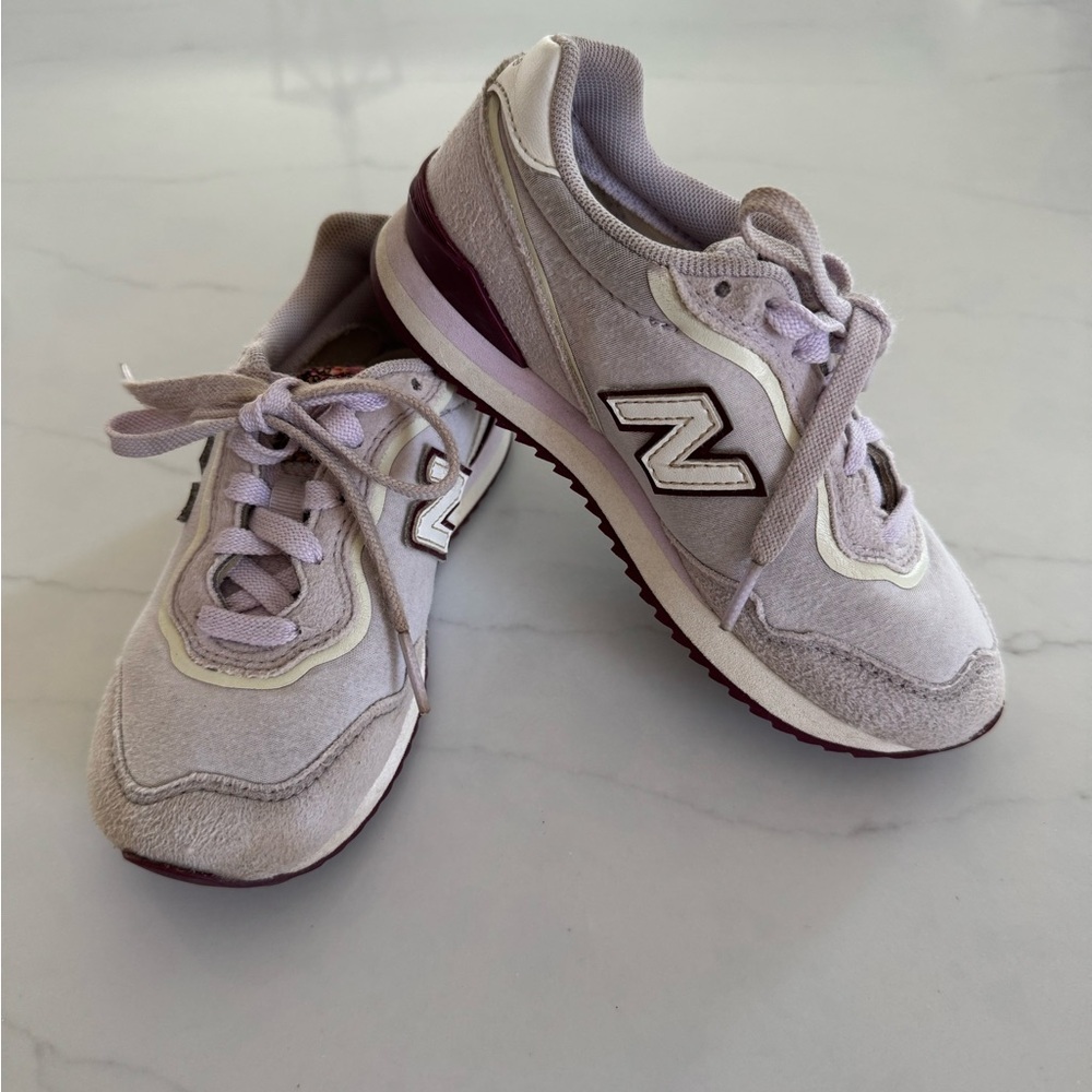 New Balance Kids' Light Gray and Purple Sneakers